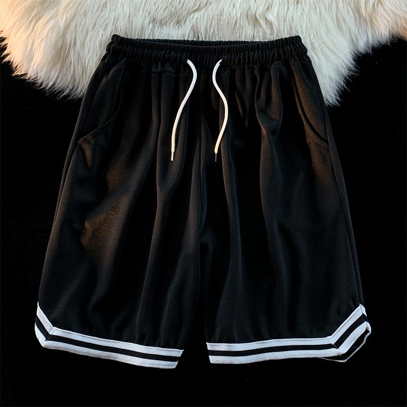 

Мужские повседневные свободные пляжные шорты в корейском стиле Харадзюку - модные брюки средней длины с широкими штанинами Double Extra Large чёрный