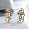 Wbmqda 585 Rose Gold Sliver Mix Color Vintage Flower Shape Drop Earrings For Women Natural Zircon Setting Luxury Ethnic Jewelry