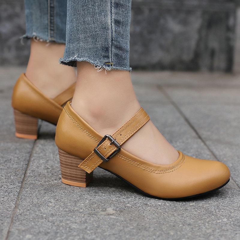 

Новая мода повседневная женская обувь на толстой подошве с круглой головкой и толстым каблуком на высоком каблуке с плоской пряжкой