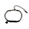 Stainless Steel Cuban Link Bracelet with Heart Plate for Custom Engraving