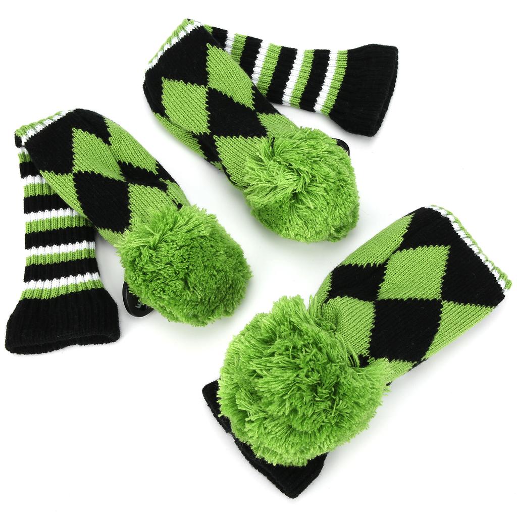 3Pcs Polyester Wool Knitting   Putter Head Cover Wooden   Headcovers Accessory