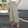 Women's Fashion Loose Pleated Elastic Waist Pocket Checkered Casual /10 Pants