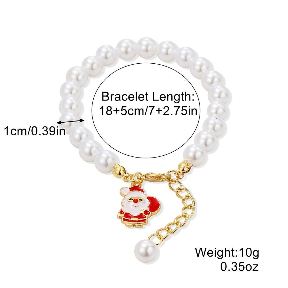 Christmas Tree Rice Beaded Chain Santa Cartoon Pendant Bracelet  Women