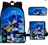 Sonic School Backpack Set For Kids With Breathable Waterproof Oxford Fabric And Cartoon Print For School Use