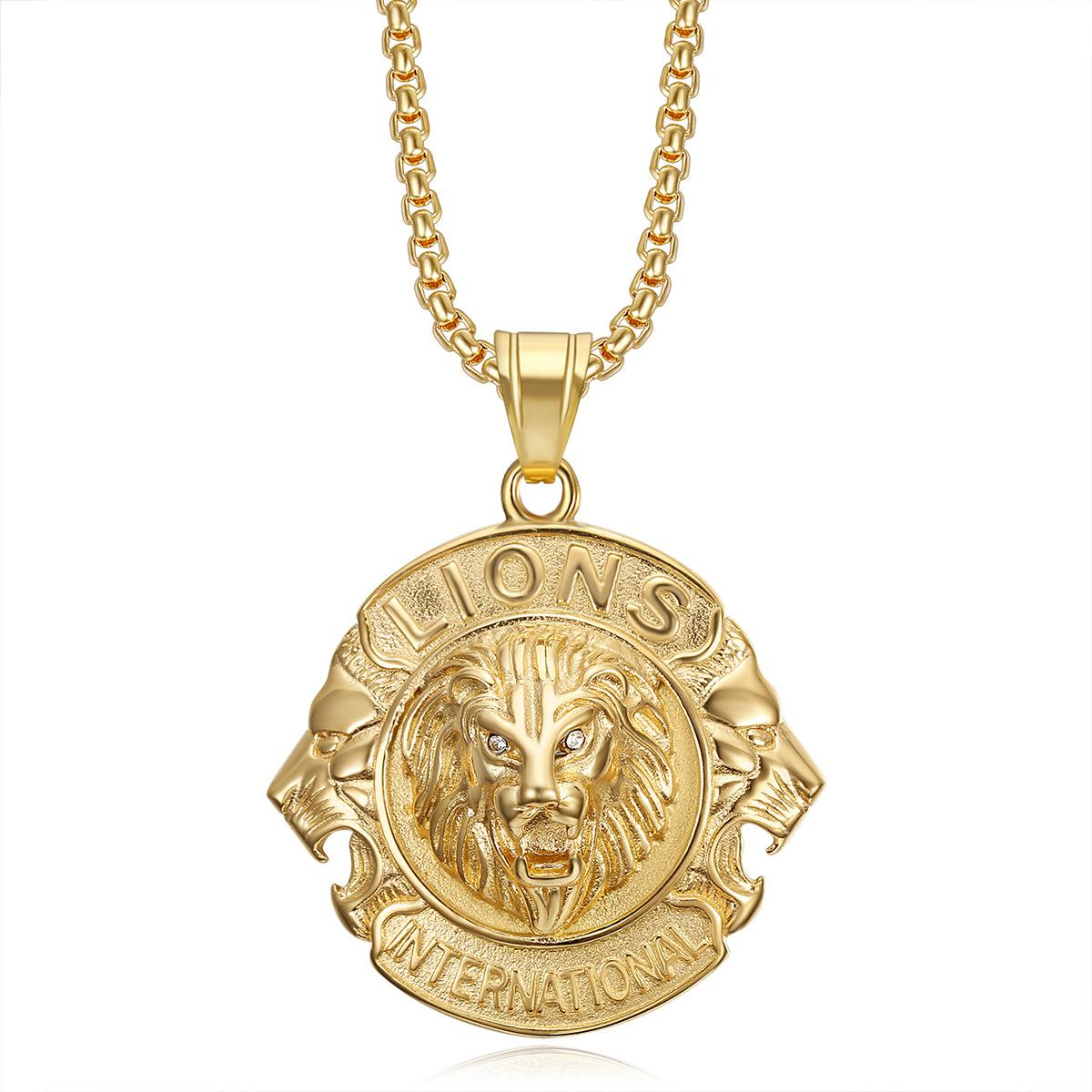 Lion Club Lion Head Pendant Necklace 2026 Jewelry Fashion Trend Inlaid Zircon Men s Jewelry Accessories 60CM