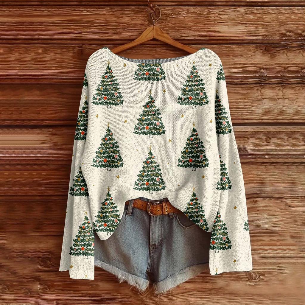 Women's Fashion Long Sleeve Christmas Snowman Snowflake Print Jacket Cardigan