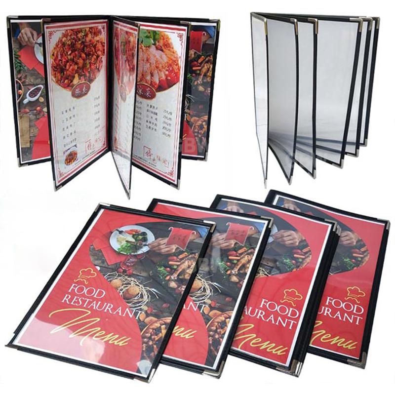 For A4 1/2/3/4/5/ 6/7/8/10/ Slots Single Dobule Three Panel Plastic Menu Holder Transparent Folder Cover