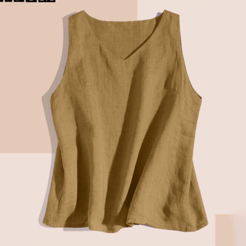 

ZANZEA Женские повседневные летние хлопковые майки без рукавов с V-образным вырезом 5XL