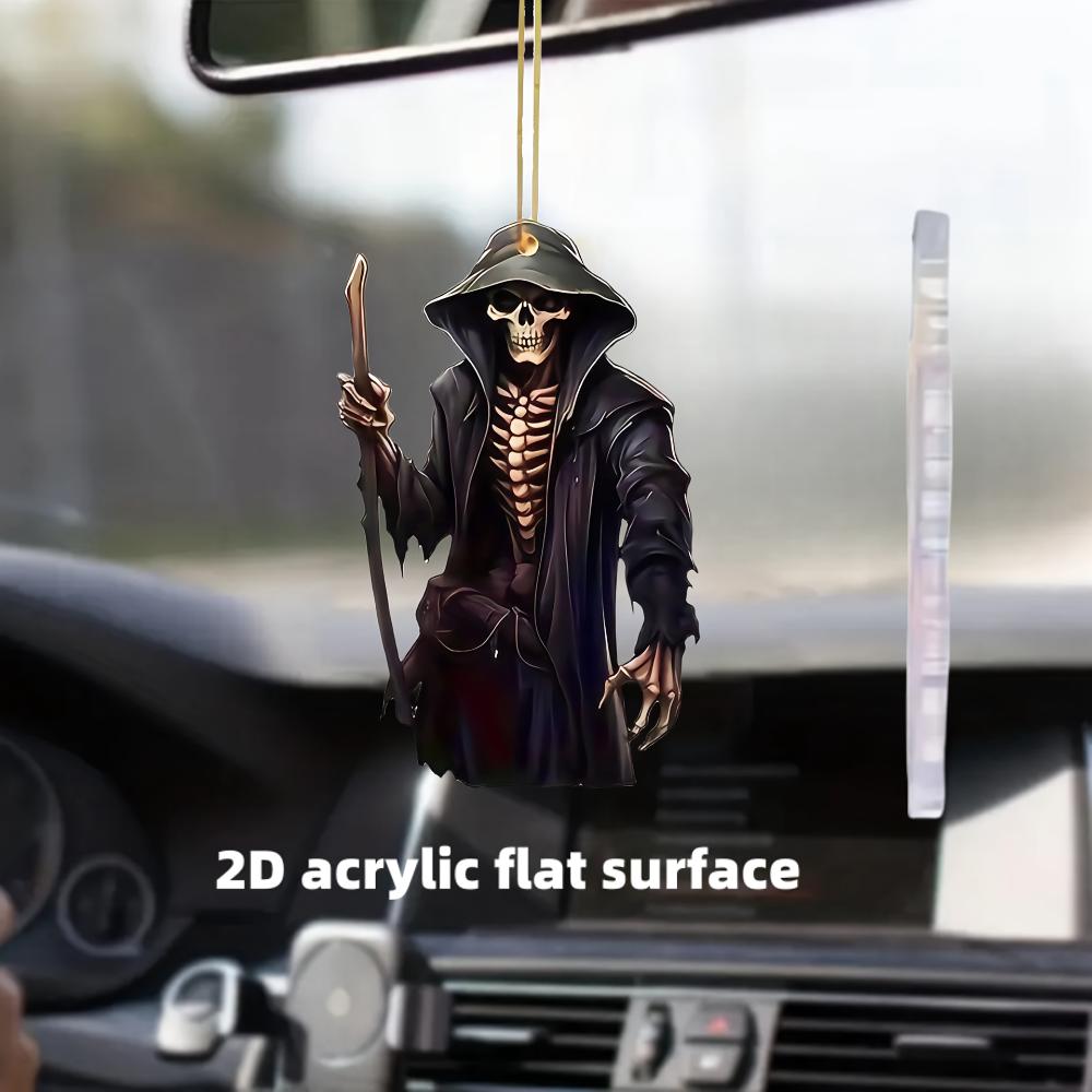 

Плоская 2D хрустальная подвеска для автомобиля, украшение для зеркала заднего вида, рюкзака или брелок, подходит для украшений на Хэллоуин и с Жнецом 1