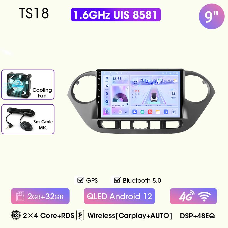 9" Car Radio For Hyundai Grand I10 I 10 2013 2014 2015 2016 2017 2018 Android12 Carplay Auto Multimidia Video Player Head Unit