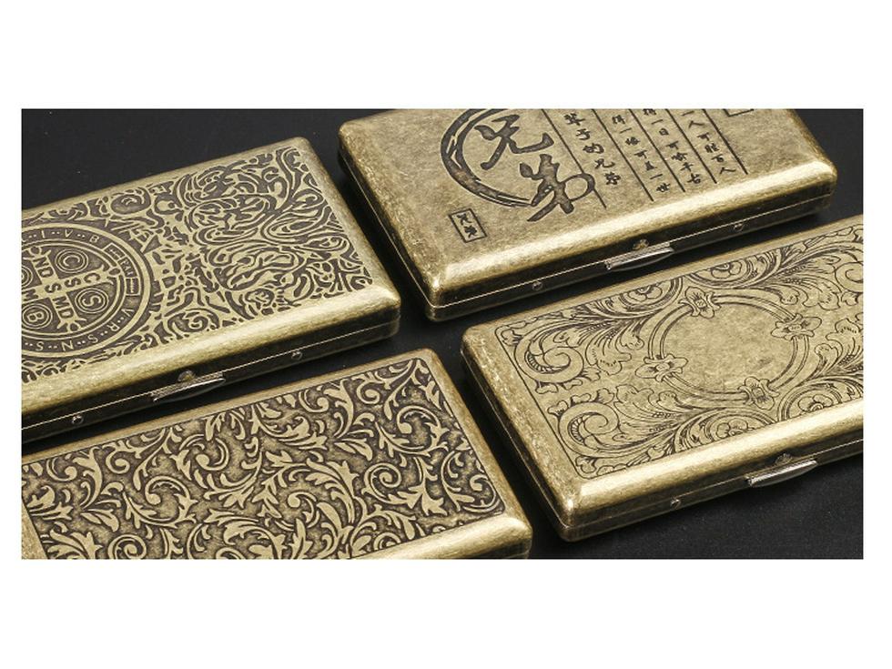 Retro Bronze Slim Cigarette Case for Men & Women - Holds 20