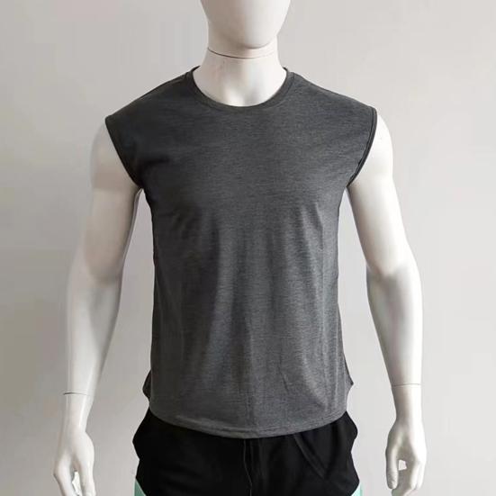 Men Summer T-shirt Sleeveless Solid Color Pullover Comfortable Breathable Daily Wear Casual Round Neck Men Summer Vest Men Clothes