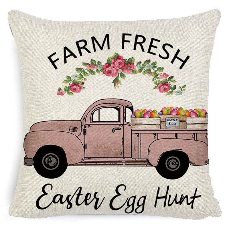Pillowcase Easter Pillowcase Cartoon Truck Garland Rabbit Egg Animal Plaid