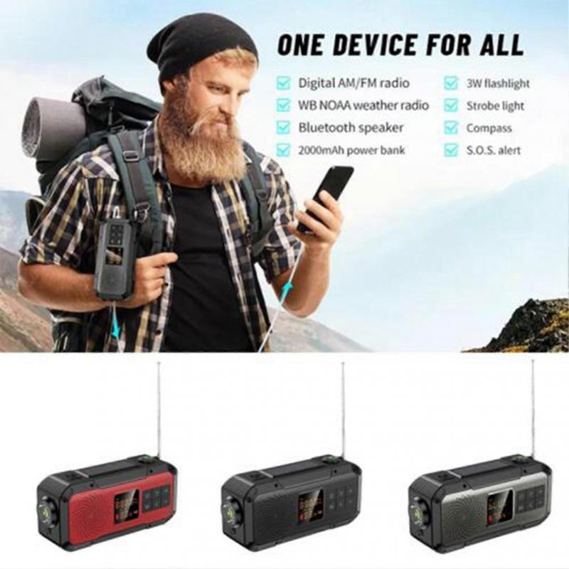 USB Mobile Phone Charging Radio Hand Crank Bluetooths Speaker LED Torchs for Emergency Lighting