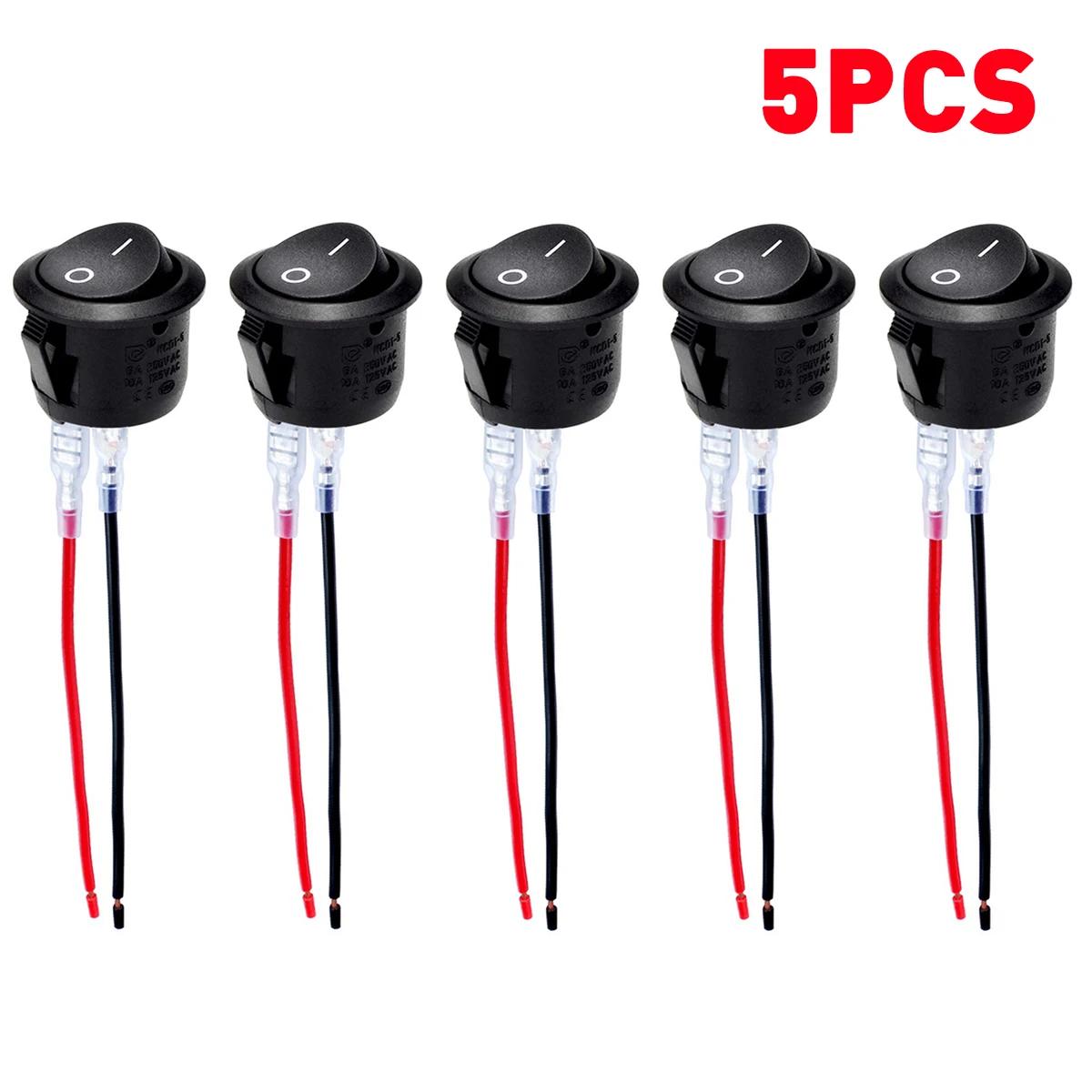 

10/5Pcs SPST Snap-in Switch ON Off 2 Pin Round Rocker Boat Switch AC 3A 250V 6A 125V for Car Auto Boat Household Appliances