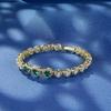 Green White Heart Zircon 14K Gold Plated Stunning Copper Tennis Bracelet