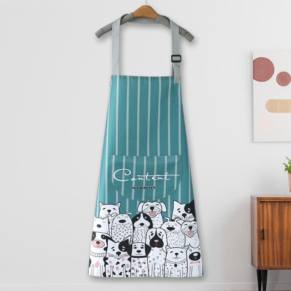 Cute Cartoon Prints Kitchen Apron Waterproof Wear-resistant Work Apron Household Oil-proof Antifouling Barista Apron