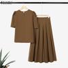 ZANZEA Women Short Sleeve Blouse and Long Skirts Elegant Casual Two Piece Suit Sets