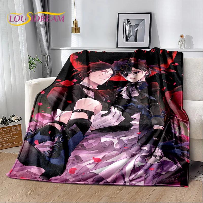 Cartoon Black Butler Anime 3D-Decke, weiche Überwurfdecke für Zuhause, Schlafzimmer, Bett, Sofa, Picknick, Reisen, Büro, Ruhebezug, Decke für Kinder