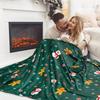 Cozy Green Gingerbread Throw Blanket  Plush Fleece Holiday Blanket for Warm Winter Comfort