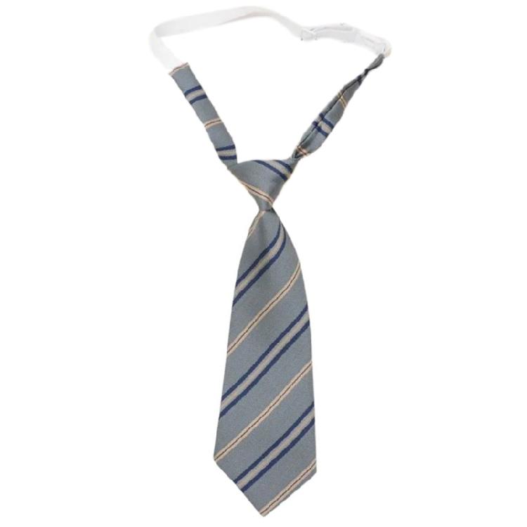 Adjustable Pre-Tied Necktie Gray Striped Korean Japanese College Uniform Bowtie