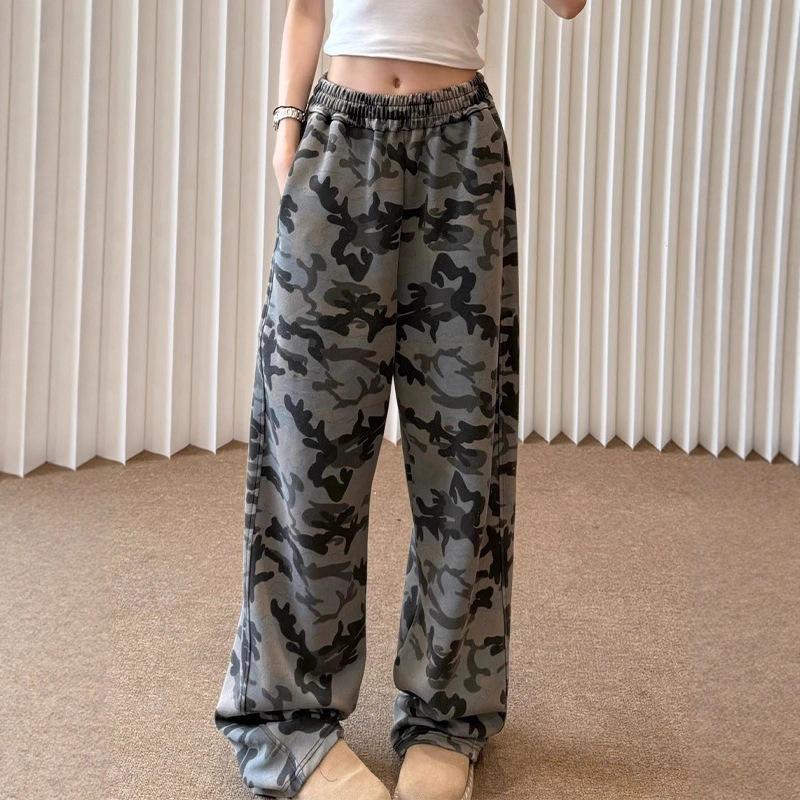 Japanische Retro unregelmäßige gewaschene gestrickte Camouflage-Hose Vier-Jahreszeiten universelle Camouflage-Freizeithose Herren Fauler Stil vielseitig Trend
