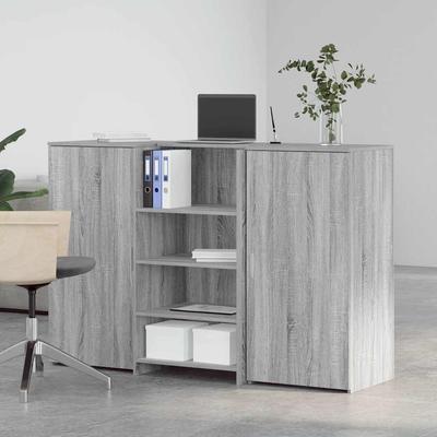 Reception Desk Gray Sonoma 155x50x103.5 Cm Wood Based Panel