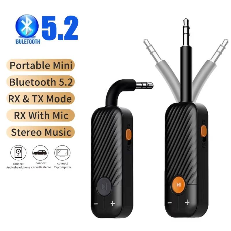 2 In 1 Wireless Bluetooth 5.2 Receiver Transmitter Adapter 3.5mm Jack For Car Music Audio AUX A2dp Headphones Reciever Handsfree