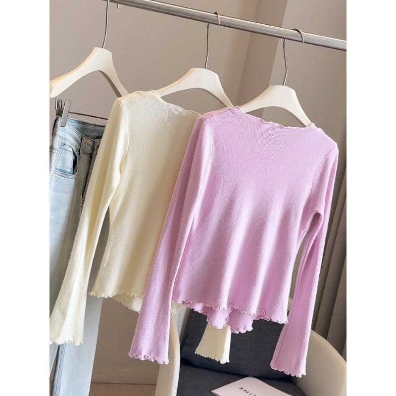 Podzim Zima Falešný Dvoudílný Jednobarevný Svetr Pulovr Dámský Ležérní Módní Univerzální Pletený Top