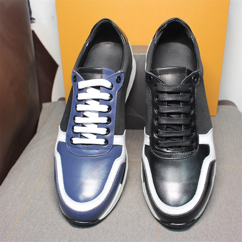 New Men'S Shoes Casual Versatile Breathable Lace-Up Leather Cowhide Sports Shoes Trendy Platform Business Running Shoes