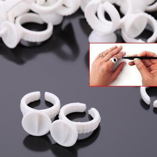 100Pcs Disposable Glue Ring Pallet Holder for Eyelash Extension Tattoo Pigment