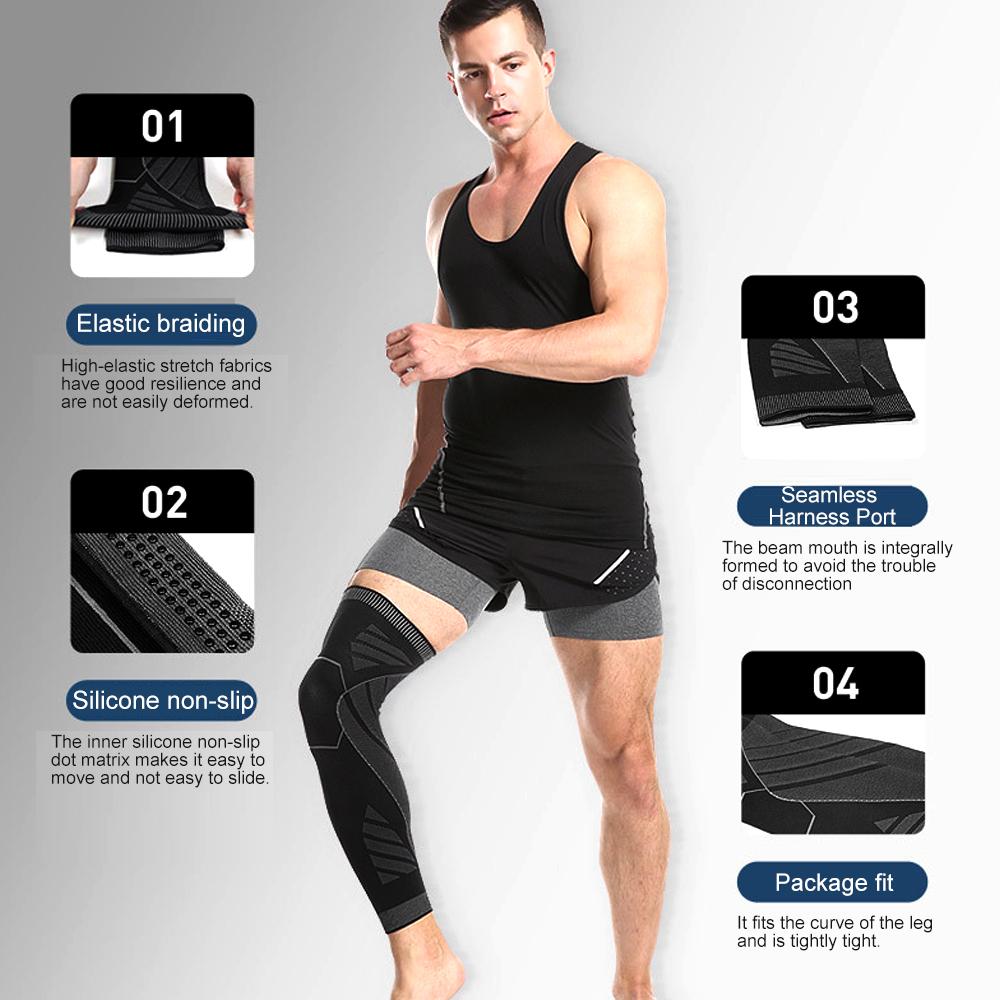 1 PEZZO Manica a Compressione Integrale per Gambe Sportiva Ginocchiera Supporto Protettore per Sollevamento Pesi Artrite Dolore Articolare Sollievo Strappo Muscolare