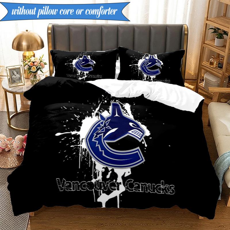 3PCS Vancouver Canucks Printed Bedding Set For Bedroom dormitory, Includes 1 Duvet Cover & 2 Pillowcases for All Seasons Home Decor Fan gifts