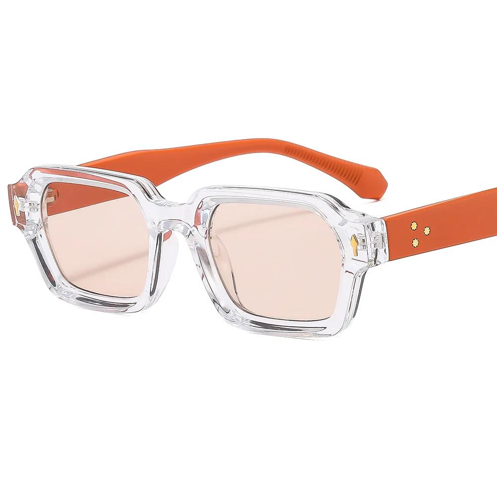 New Fashion Square Sunglasses for Men Women Retro Mirrors Color Blocked Modern Design Sunshade UV Protection