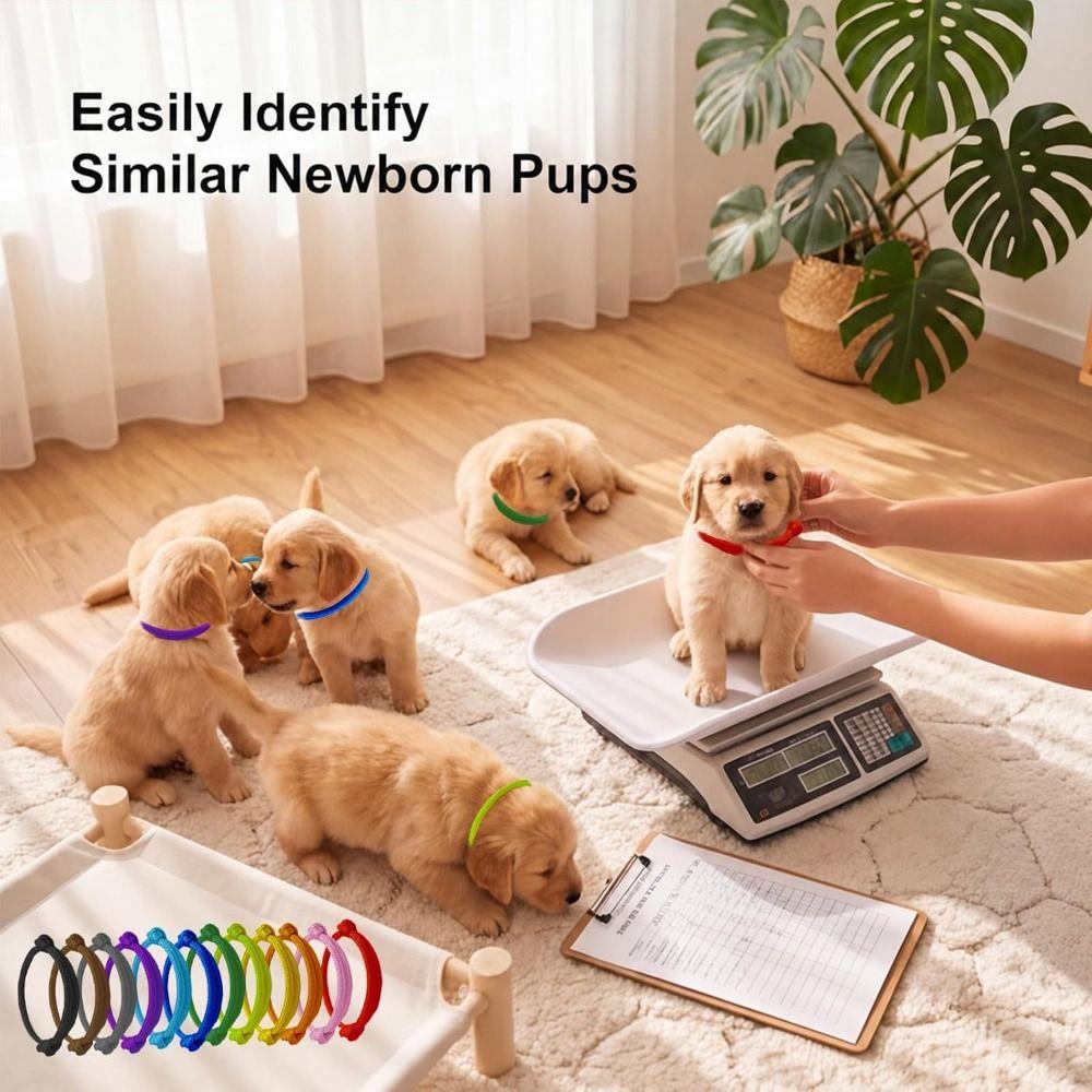16pcs Breathable Puppy Collars Adjustable Whelping Collars Newborn Puppy Collars  Newborn Pets