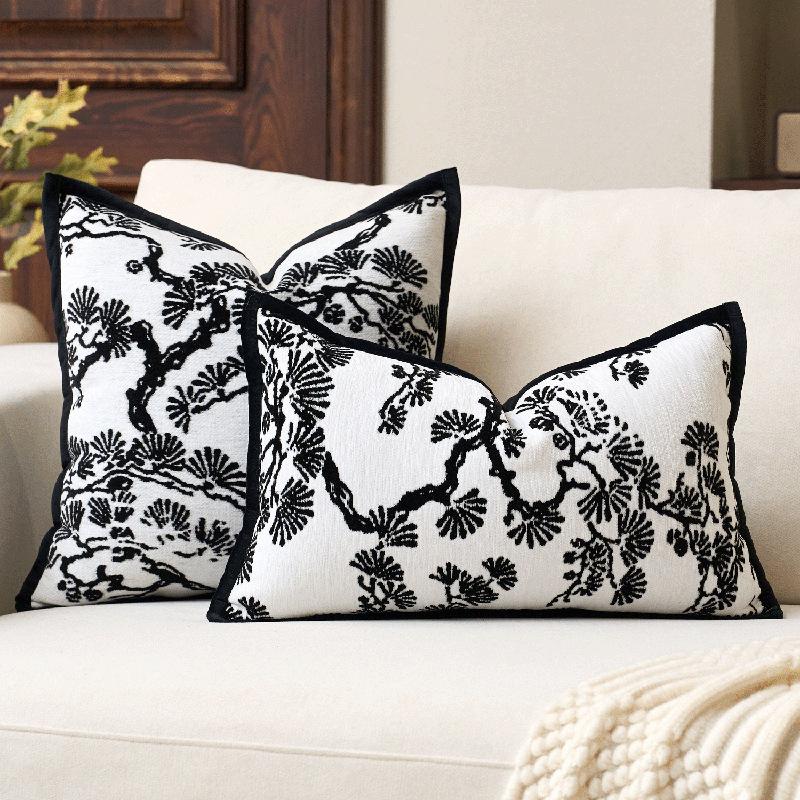 Chenille Green Plant Abstract Cushion Cover (Pillow Insert Not Included) - Luxury Sofa Decor & Gift Option.