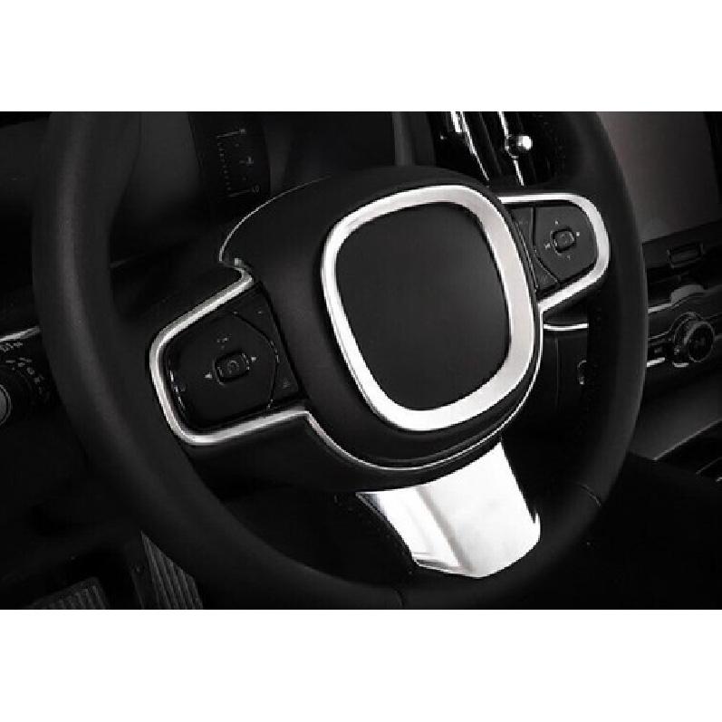 For Volvo S60 2019-2024 Matte Silver Steering Wheel Horn Button Ring Trim 1PCS