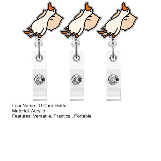Retractable Duck Badge Holder ID Card Clip Cute Cartoon Lanyard for Nurse Office School Spring-Loaded Reel Detachable Card Case Fun ID