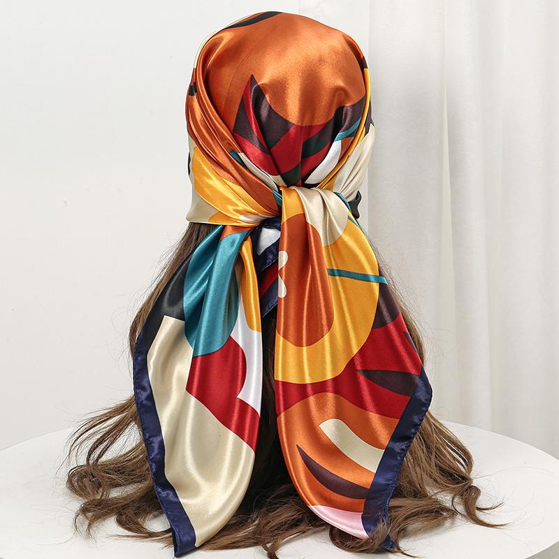 2025 Hip Hop Hijab Scarf Women Print Neckerchief Foulard Square Satin Silk Scarves Shawls And Wraps Lady Pashmina Bandana 2025