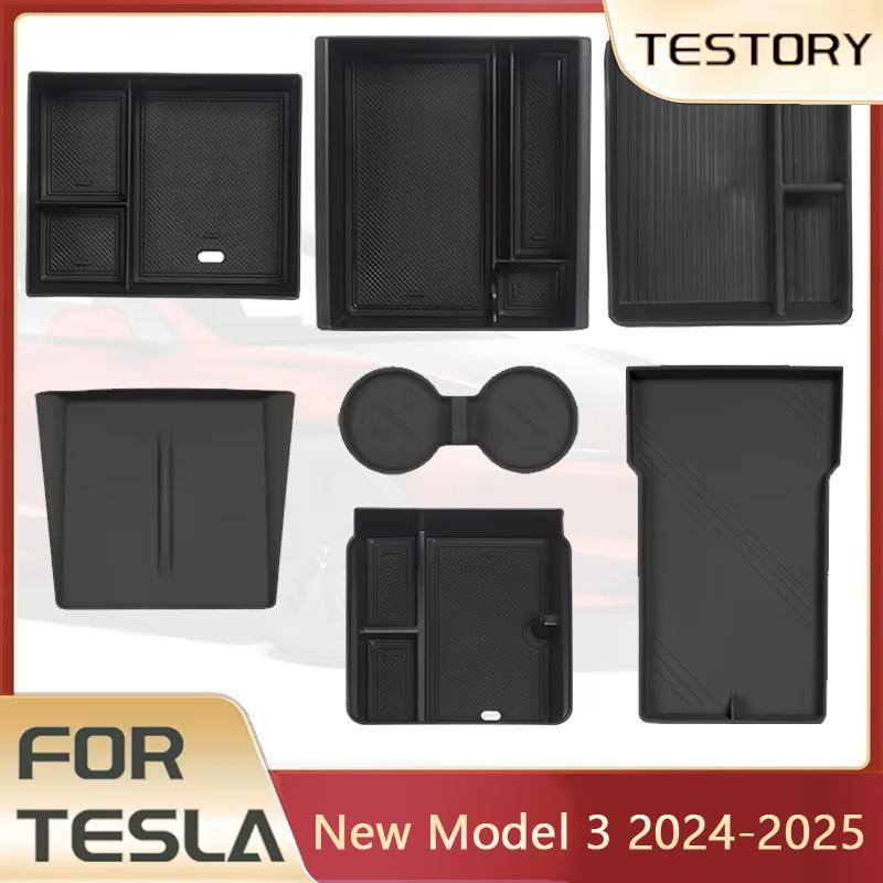 For Tesla Model 3 Highland 2025 Storage Box Model 3 2024 Highland Center Console Armrest Storage Box Stowing Tidying Accessories