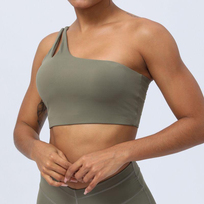 

and American Sloping Shoulder Thin Drawstring Fitness Underwear Women Hollow Beauty Back Running Yoga Vest Strap Chest Pad Shockproof Sports Bra L (recommended 75D-80C) Moss Green