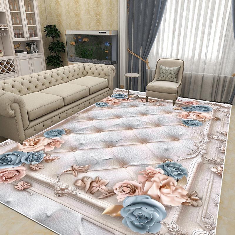 Flower Carpet Living Room Sofa Rugs European Style Luxury Bedroom Decoration Bedside Rug Large Room Cloakroom Lounge Floor Mats