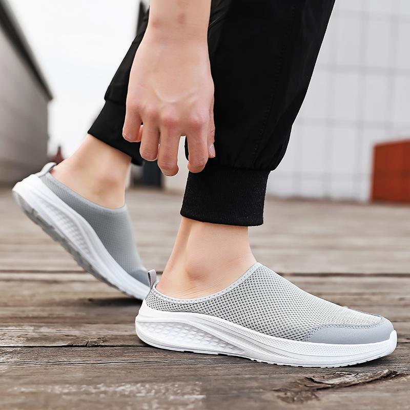 39-48 Men's Large Size Mesh Half Drag Home Casual Shoes Indoor Slippers