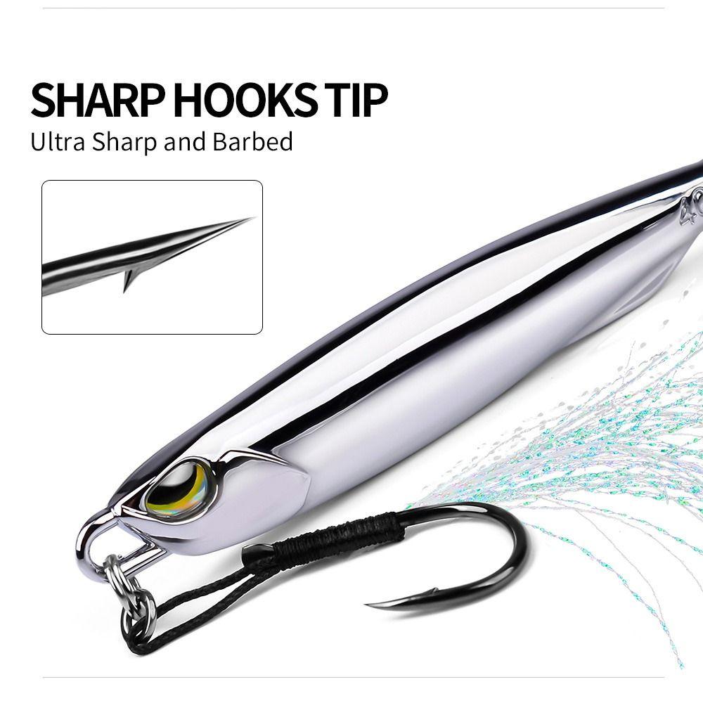 10g-80g Metal Jig Bait Mirror Surface Spoon Spinner Bait Artificial Hard Fish Lure White Tip
