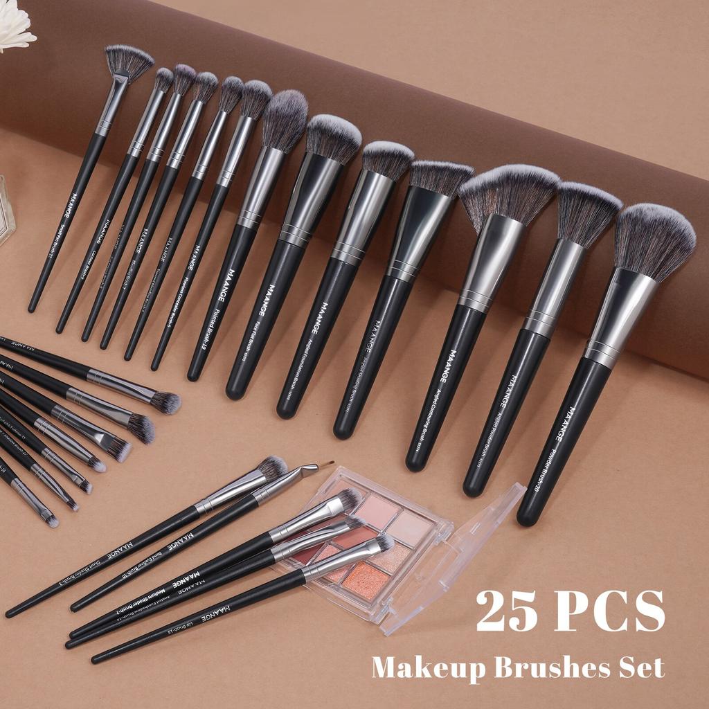 MAANGE Scatola Regalo Professionale 25 Pezzi Kit Pennelli Trucco Pennelli Bellezza Viso Occhi Per Fondotinta Correttore Ombretto Pennello Contouring