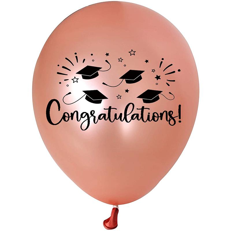 Congratulation Balloons Black Gold Grad Cap Congrats Grad Confetti latex Balloon Graduation Party Decoration Class of 2024 gift