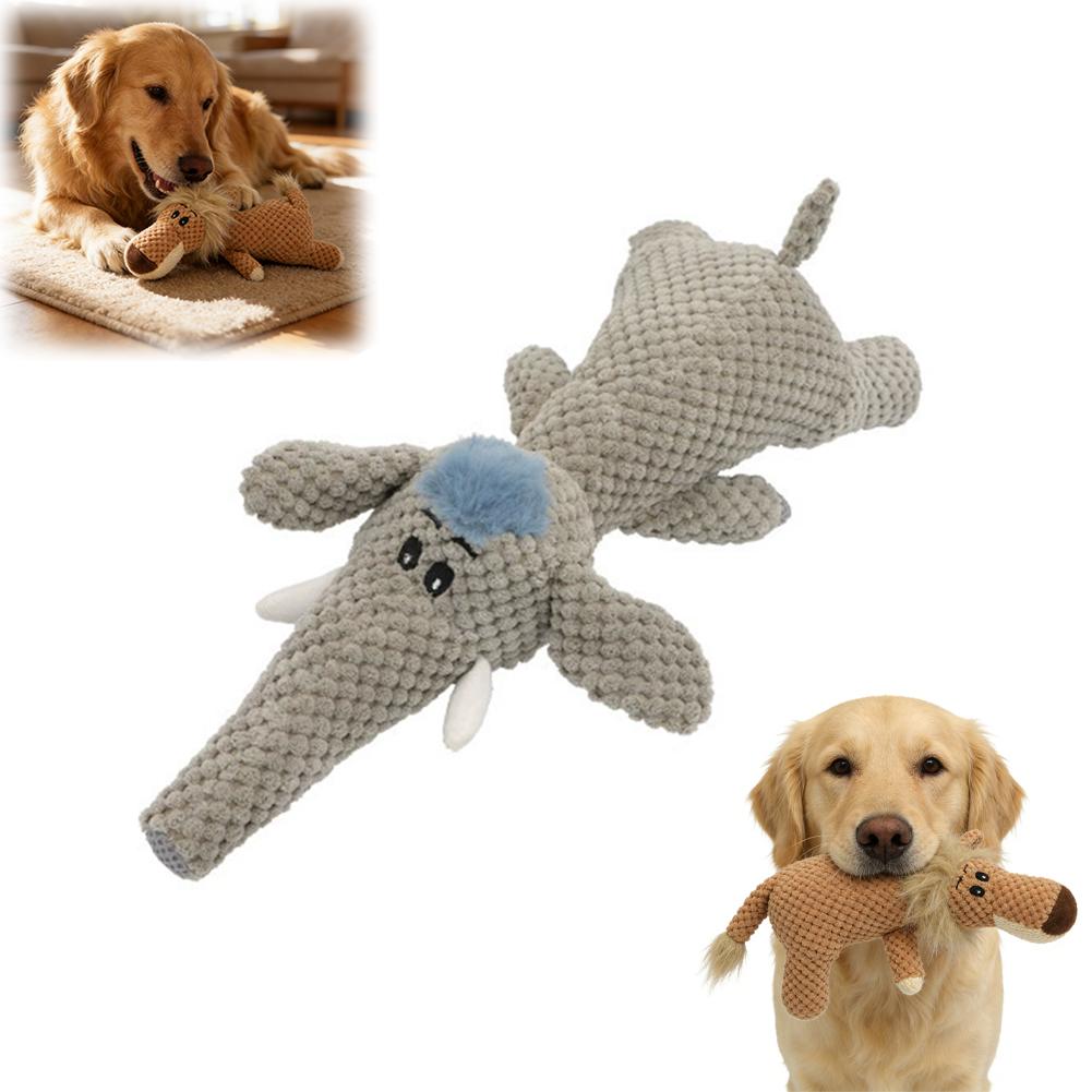 Squeaky Plush Dog Chew Toy for Teeth Cleaning Interactive Puppy Toy with Cartoon Design Washable Plush Toy for Dogs