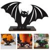 Hollow Bat Wood Decor Halloween Ornament, Solid Tea Candle Holder, Party Supplies Spooky Decoration, for Desktop Electronic Candles Horror Atmosphere