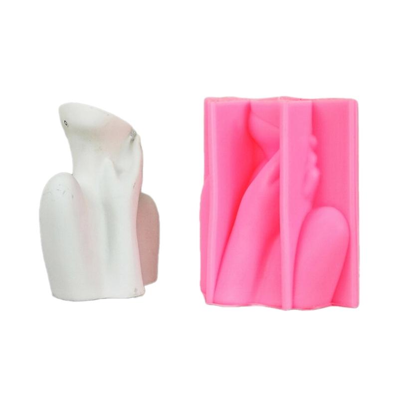 Succulent Flower Pots Mold Abstract Human Pen Holder Silicone Mould Plaster Planter Epoxy Resin Molds for DIYs Enthusiast