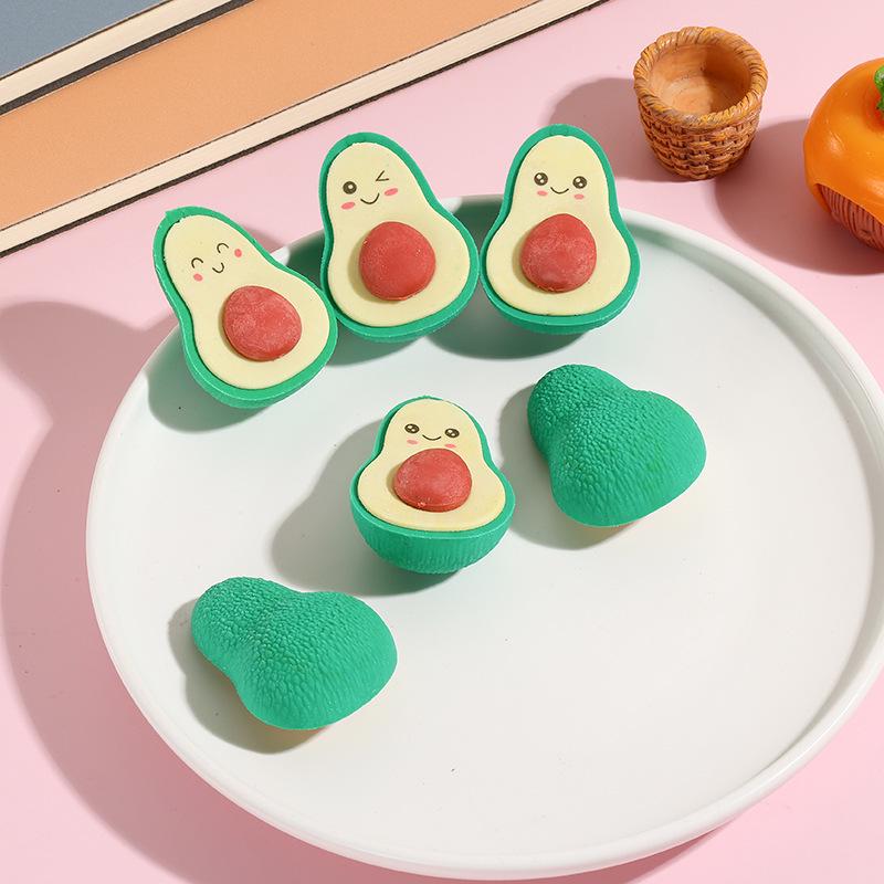 Avocado Expression Eraser - Cute & Creative Gift for Elementary Students, Less Crumbs